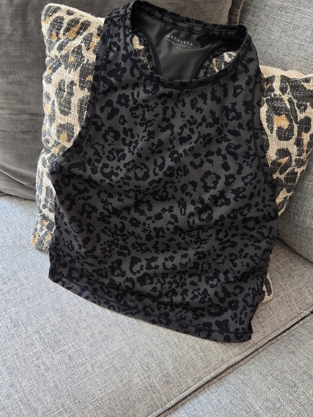 Athleta Black Leopard-Print High-Neck Tank
